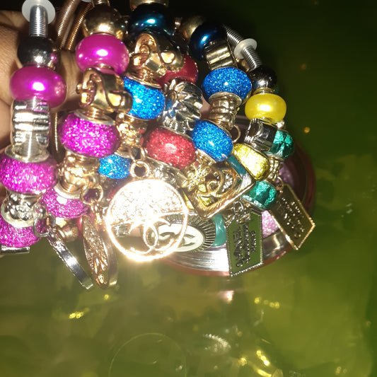 Hand made bead bracelets with Charms